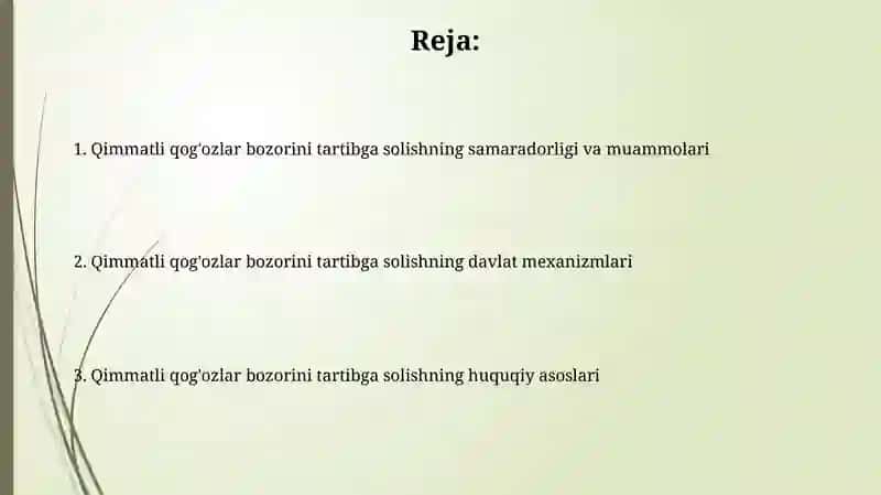 Qimmatli qog'ozlar bozorini tartibga solish 2