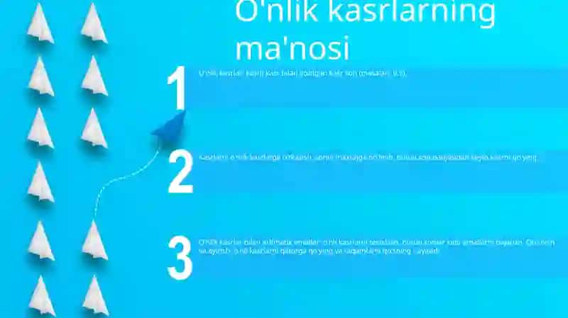 O'Nli Kasrni To'G'Ri Kasr Ko'Rinishida Ifodalash 2