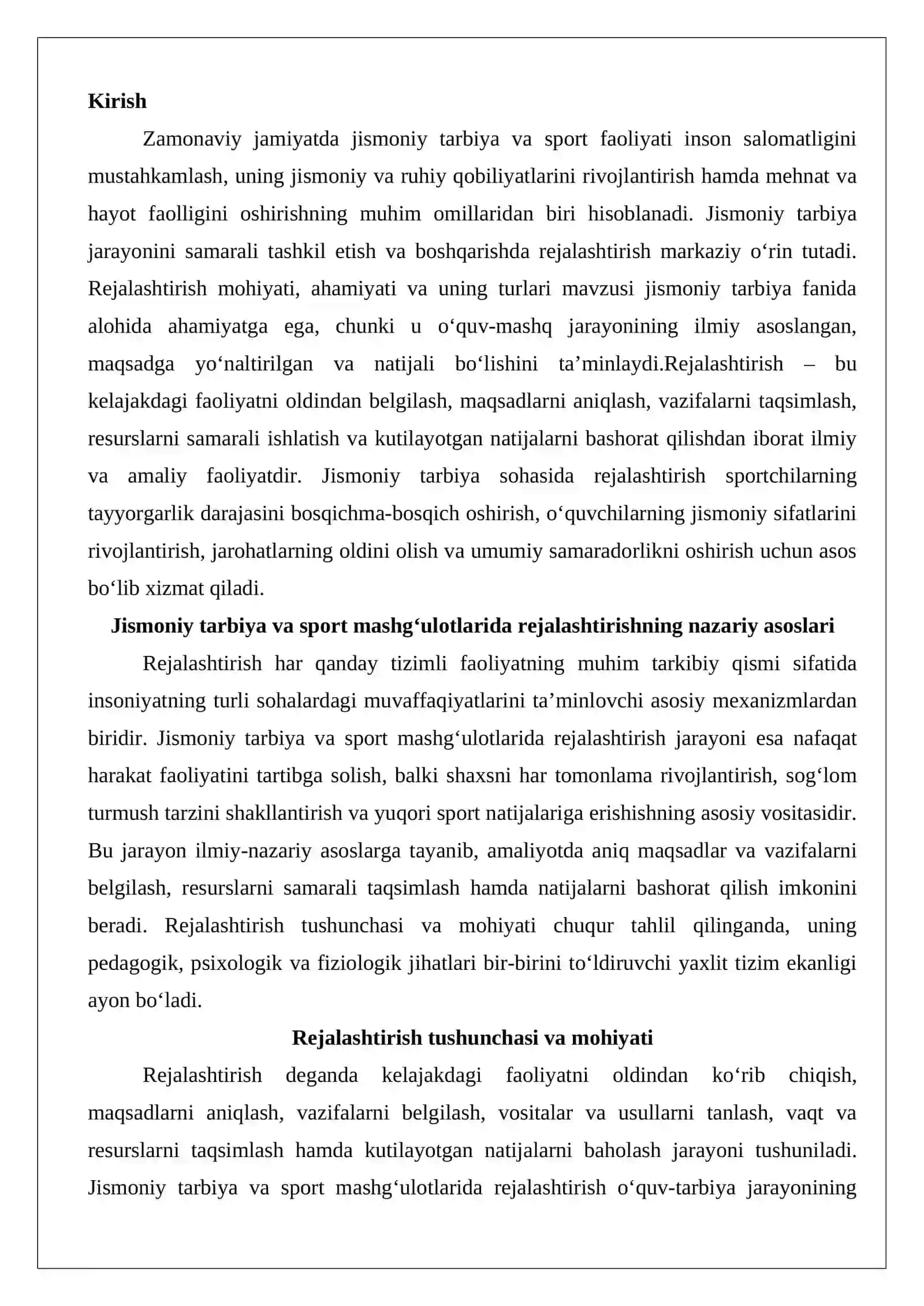 Rejalashtirish mohiyati, ahamiyati va uning turlari 2
