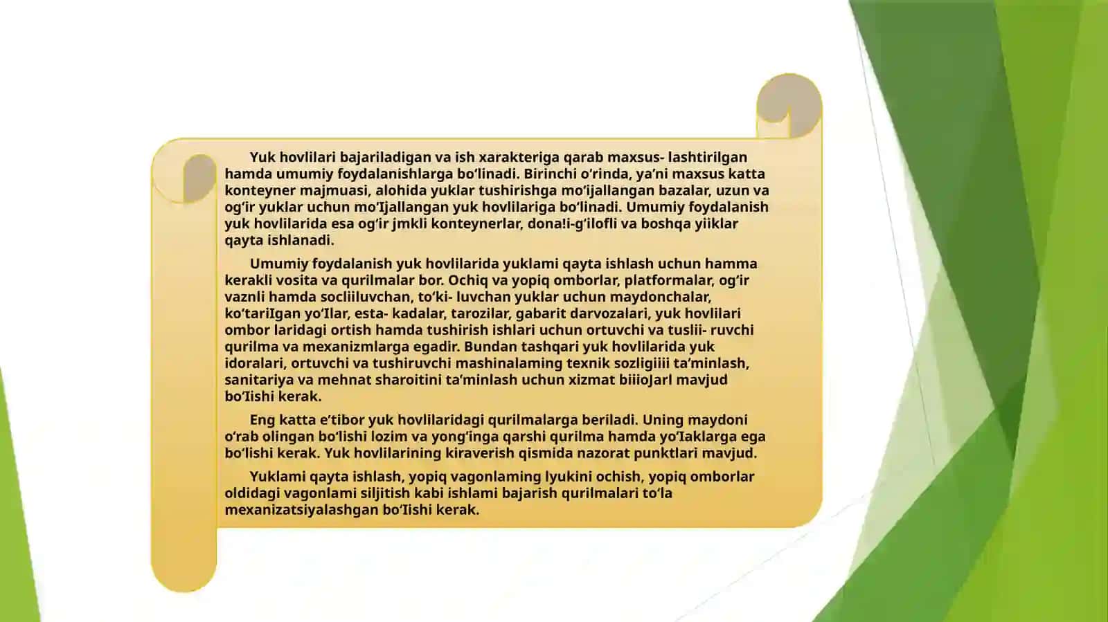 Stansiyadagi yuk idoralarinig xizmati, uskunalari va ularning hisob-kitob ishlari 2