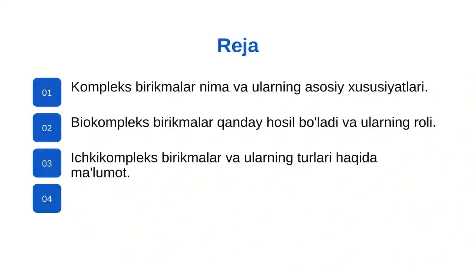 Kompleks birikmalar. Biokompleks birikmalar. Ichkikompleks birikmalar. Xelatlar. 2