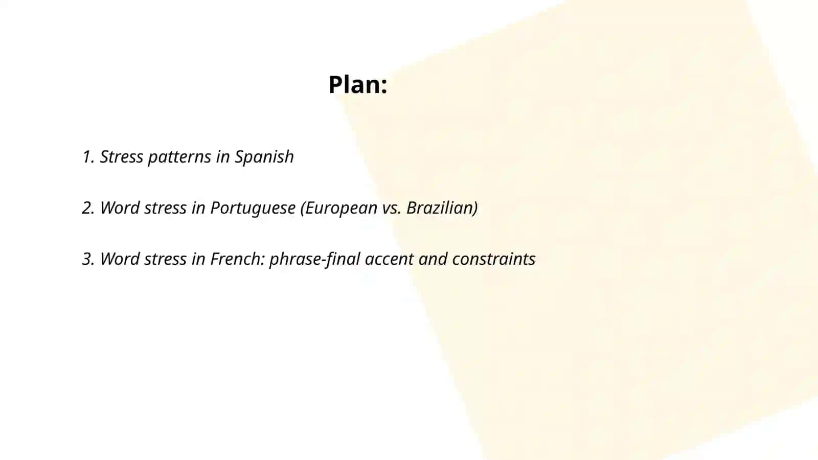 Word Stress in Romance Language 2
