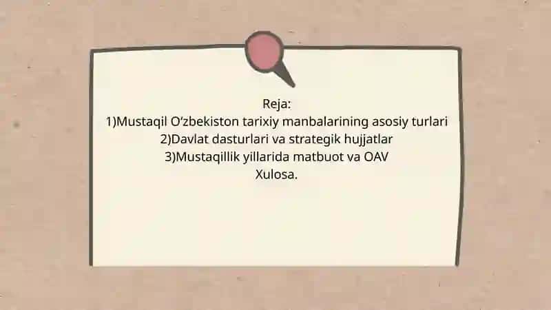 Mustaqil Oʻzbekiston tarixiga oid yozma manbalar 2