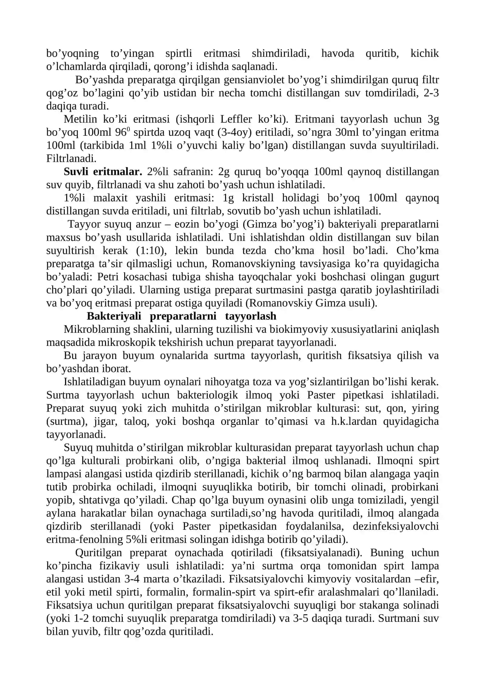 Bakteriologik bo’yoqlar. Preparat tayyorlash texnikasi, oddiy bo’yash usuli. Bakteriyalarni asosiy shakllari 2