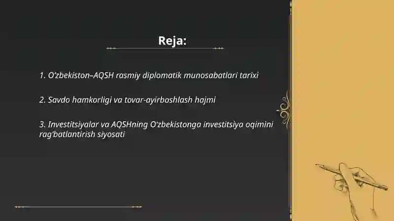 Oʻzbekiston–AQSH rasmiy diplomatik munosabatlari tarixi 2