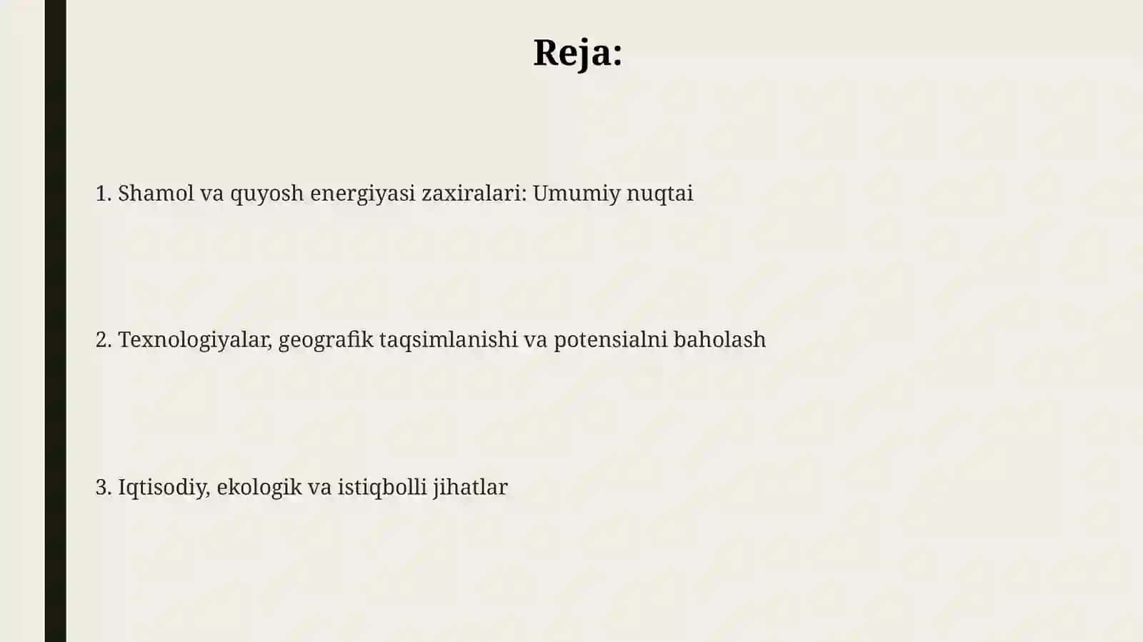 Shamol va quyosh energiyasi zaxiralari 2