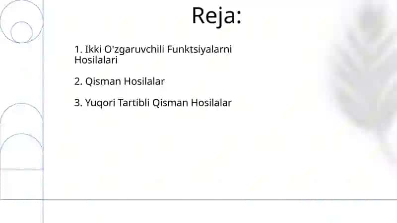 Ikki o'zgaruvchan funksiyalar hosilalari 2