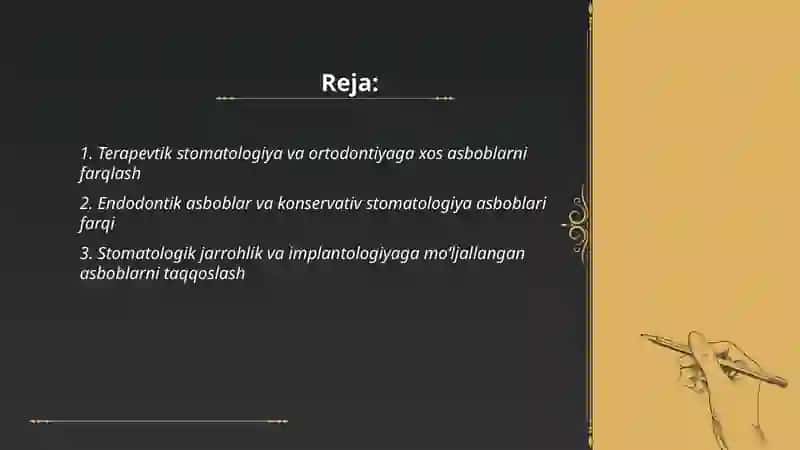 Terapevtik stomatologiyaga xos va ortodontiyaga xos asboblar 2