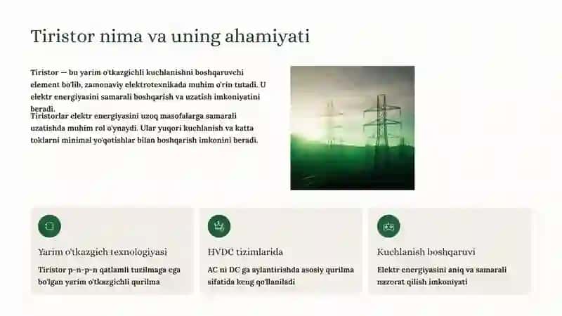 Tiristor tuzilishi va ishlash prinsipi 2