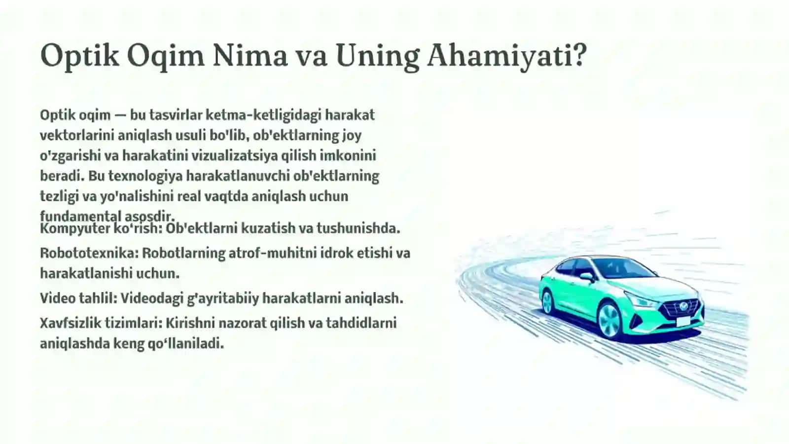 Optik Oqim va Harakatni Baholashda Tasvirni Qayta Ishlash 2