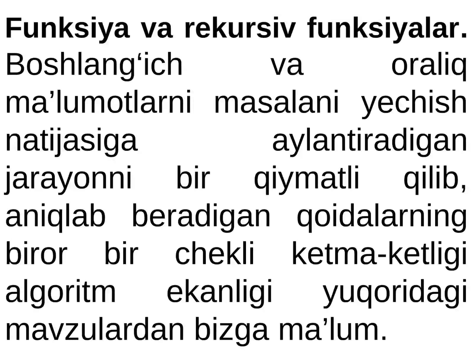 Funksiya va rekursiv funksiyalar 2