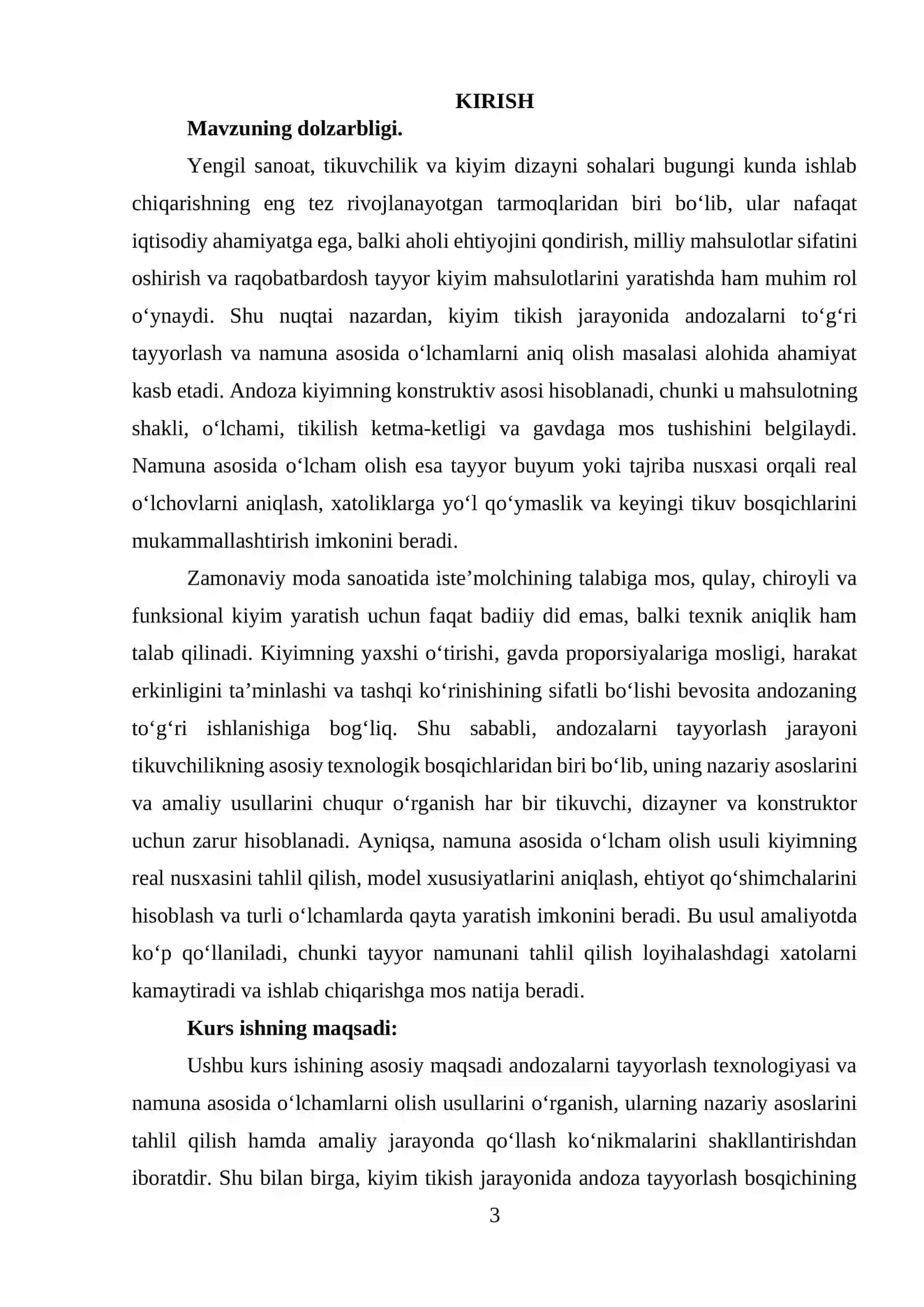 Andozalarni tayyorlash. Namuna asosida o‘lchamlarni olish 2