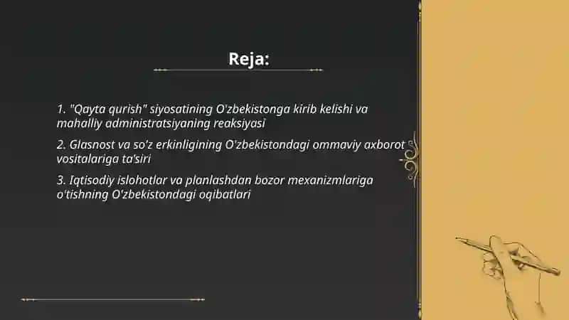 Qayta qurish yillarida O'zbekistondagi ijtimoiy-siyosiy vaziyat 2