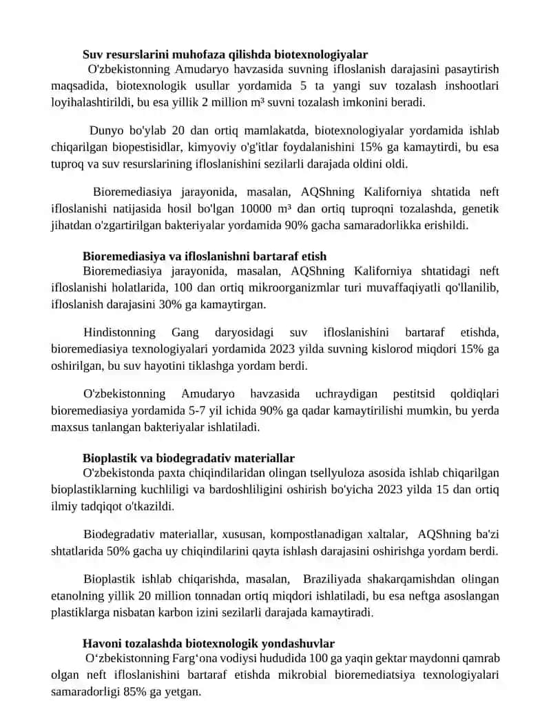 Atrof-muhitni muhofaza qilishda biotexnalogiyaning roli 2