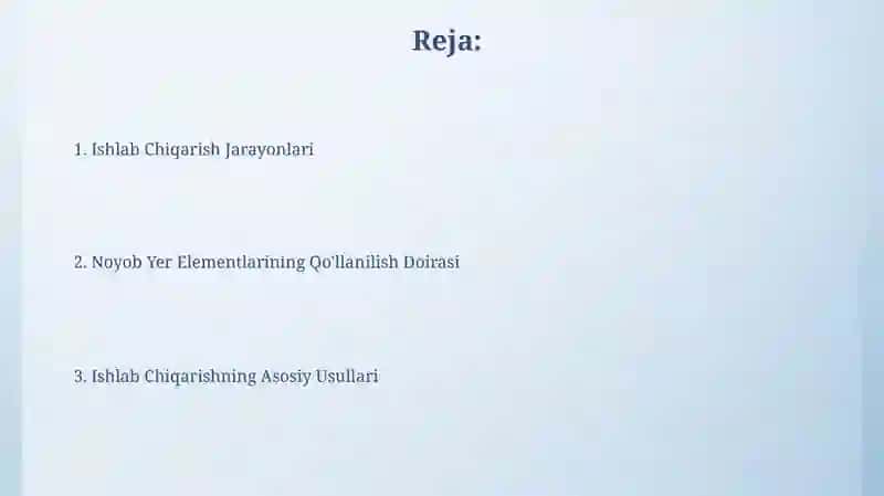 Noyob Yer Elementlarining Qo'llanilish Doirasi 2