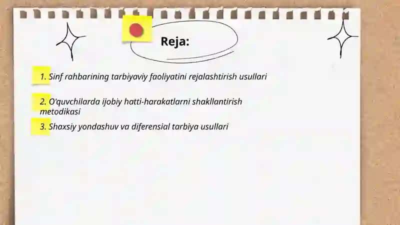 Sinf rahbarining tarbiyaviy faoliyati samaradorligini oshirish usullari 2