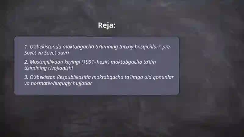 Oʻzbekistonda ommaviy maktabgacha taʼlim tashkilotlarining rivojlanishi va unda bolalarning ijtimoiylashuvi tarixi 2