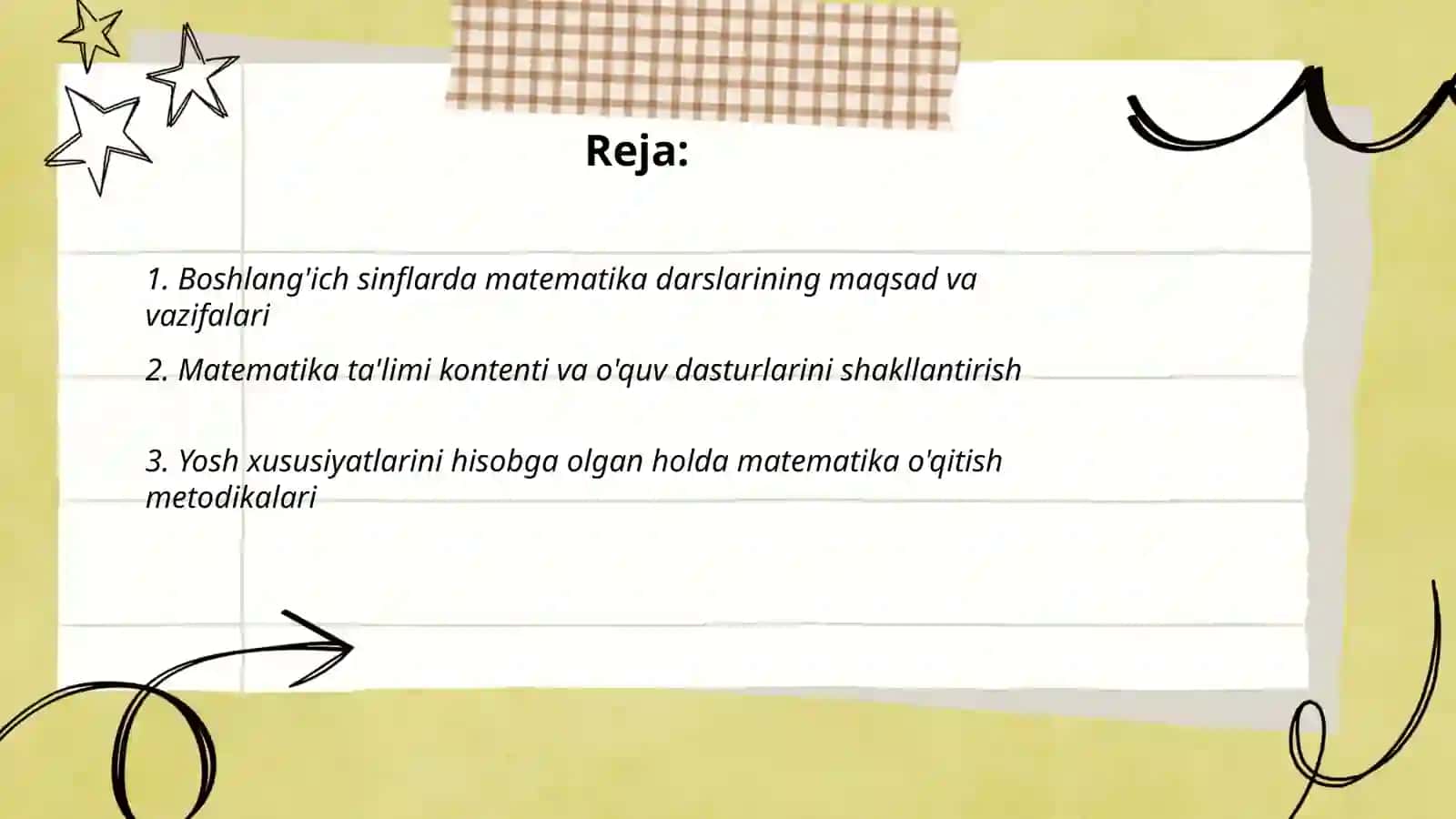 Boshlang'ich sinflarda matematika o'qitishning umumiy masalalari. Boshlang'ich sinflarda matematika o'qitish metodikasi fan sifatida 2