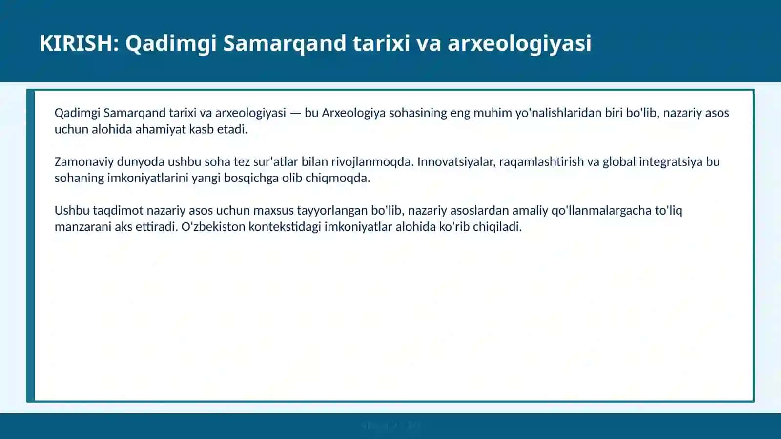 QADIMGI SAMARQAND TARIXI VA ARXELOGIYASI 2