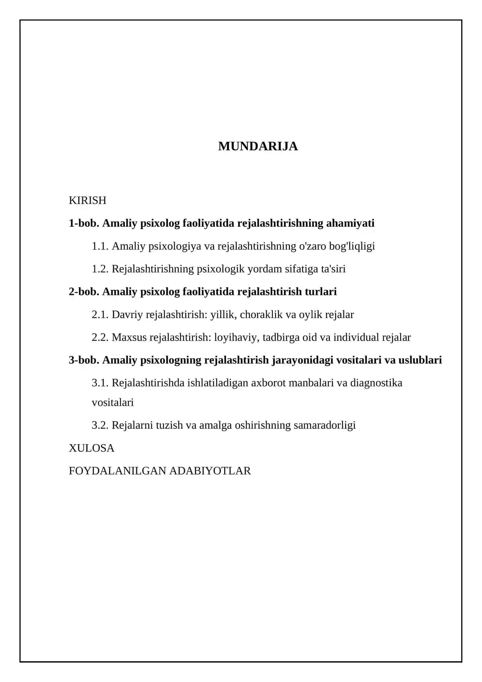 Amaliy psixolog faoliyatida rejalashtirish va uning turlari 2