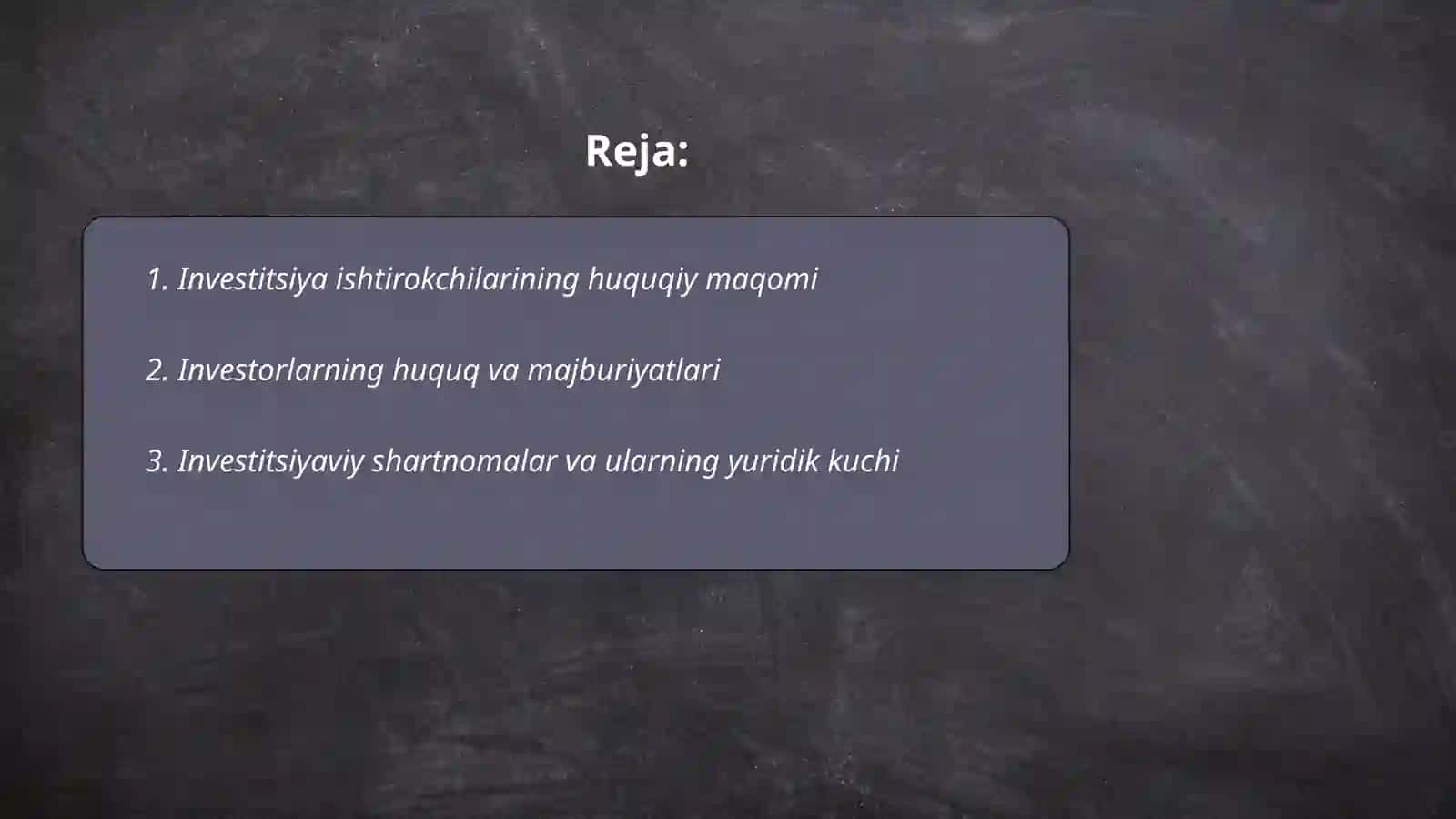 Investitsiya munosabatlari qatnashchilari huquqiy holatlari 2