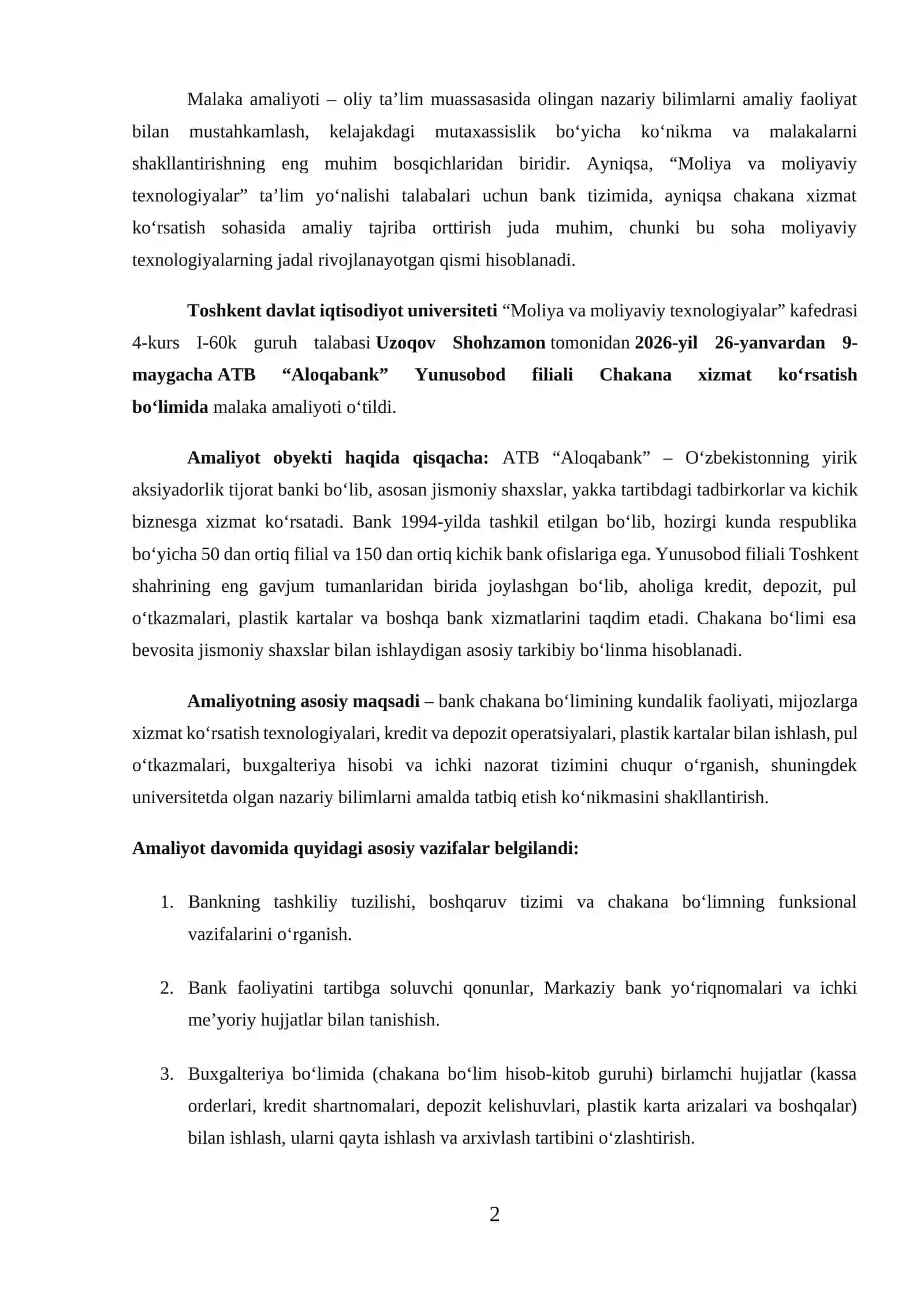 “Aloqa bank” ATB Yunusobod filiali 2