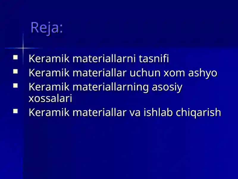 Keramik materiallarni tasniflanishi va ularni ishlab chiqarish 2