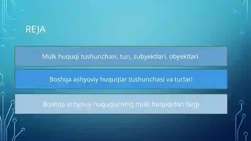 Mulk huquqi va boshqa ashyoviy huquqlar 2
