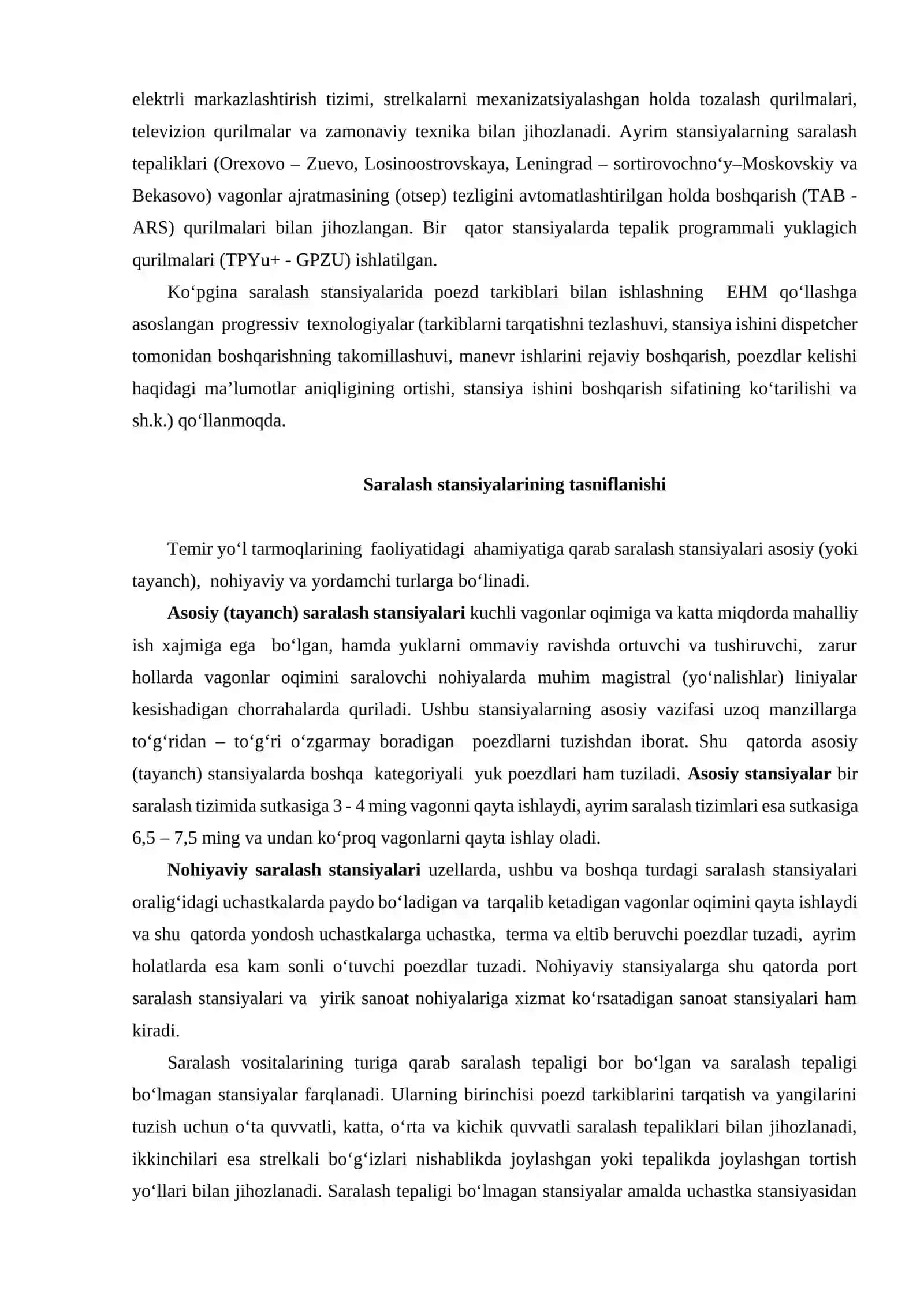 SARALASH BEKATLAR, ULARNING AHAMIYATI, VAZIFASI VA TEMIR YO‘LLARDA JOYLASHISH ASOSLARI SARALASH BEKAT INSHOOTLARI 2