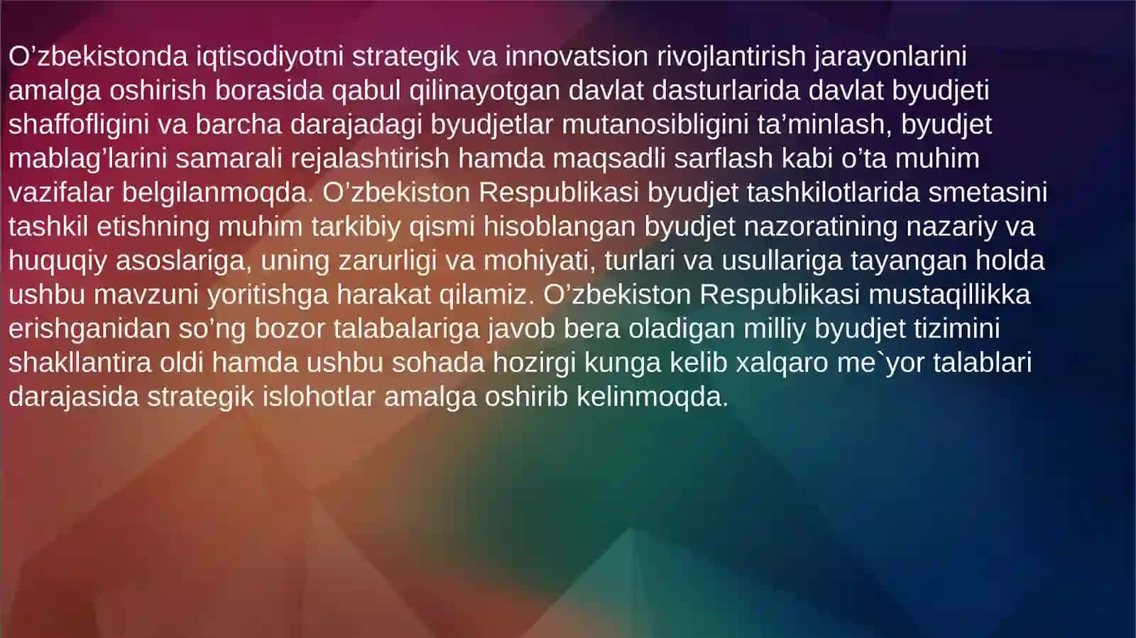 Byudjet tashkilotlarida Byudjet va  Byudjetdan tashqari mablag`lar bo`yicha daromadlar va xarajatlar smetalari hamda shtatlar jadvalini tuzish, tasdiqlangan va taqdim etish tartibi 2