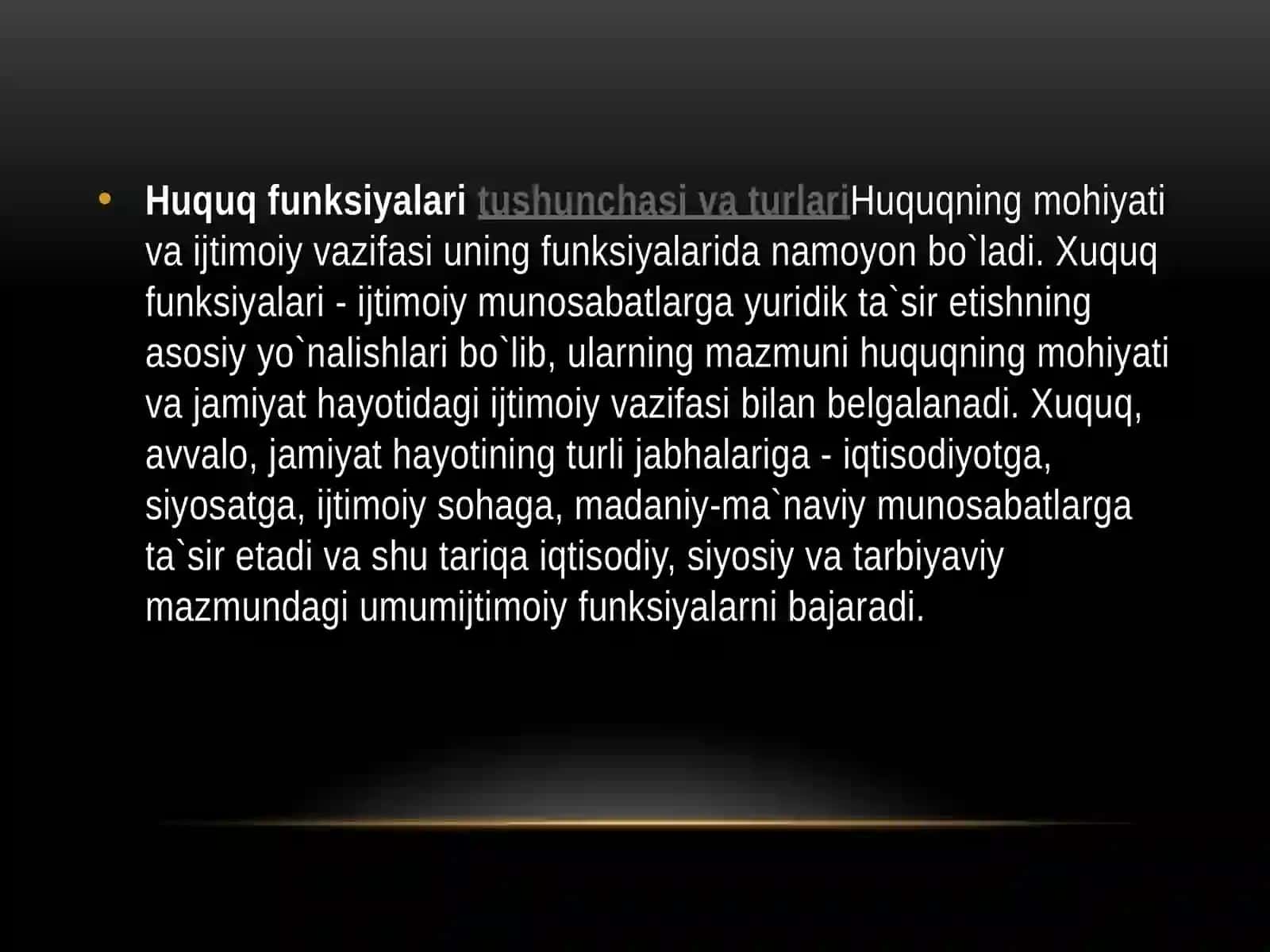 HUQUQ FUNKSIYASI TUSHUNCHASI VA TURLARI 2