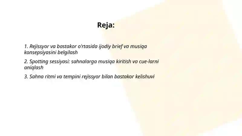 Rejissiyorning bastakor bilan ishi 2