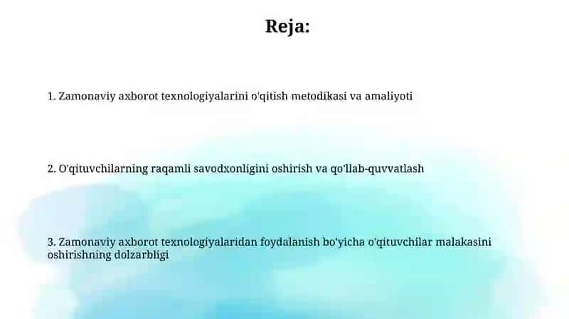 Zamonaviy axborot texnologiyalaridan foydalanish malakalarini shakllantirish 2