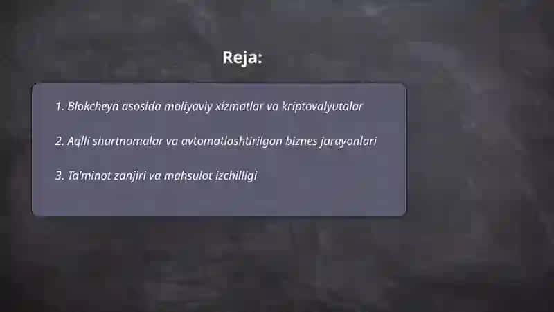 Blokcheyn texnologiyasidan foydalanish 2