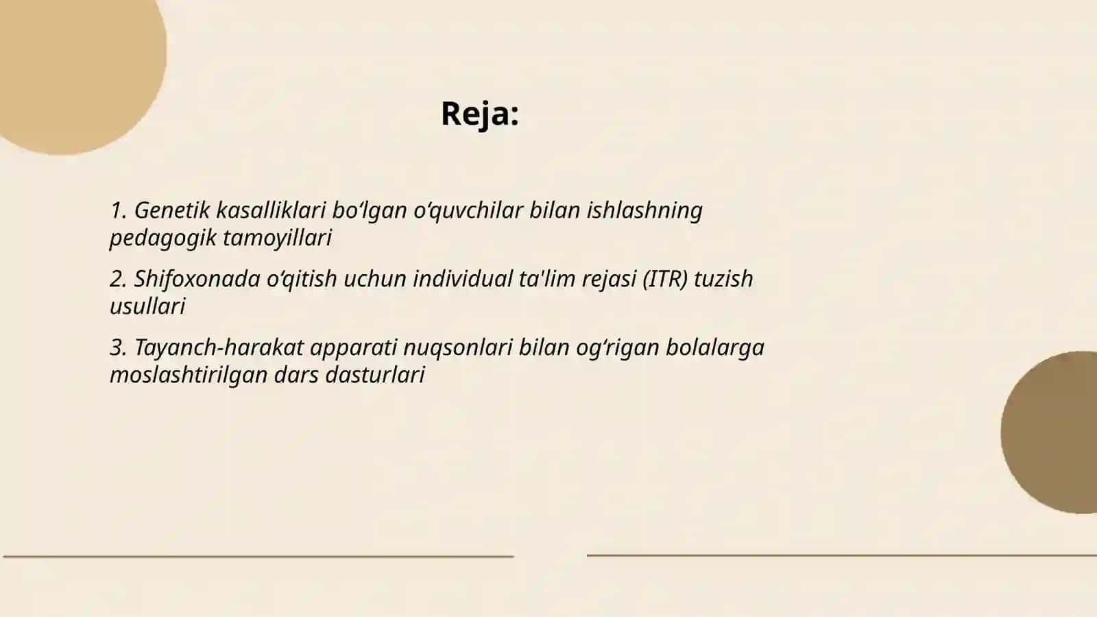 Genetik kasalliklar bilan og'rigan o'quvchilar bilan bilan mashg'ulot o'tish tamoyillari 2