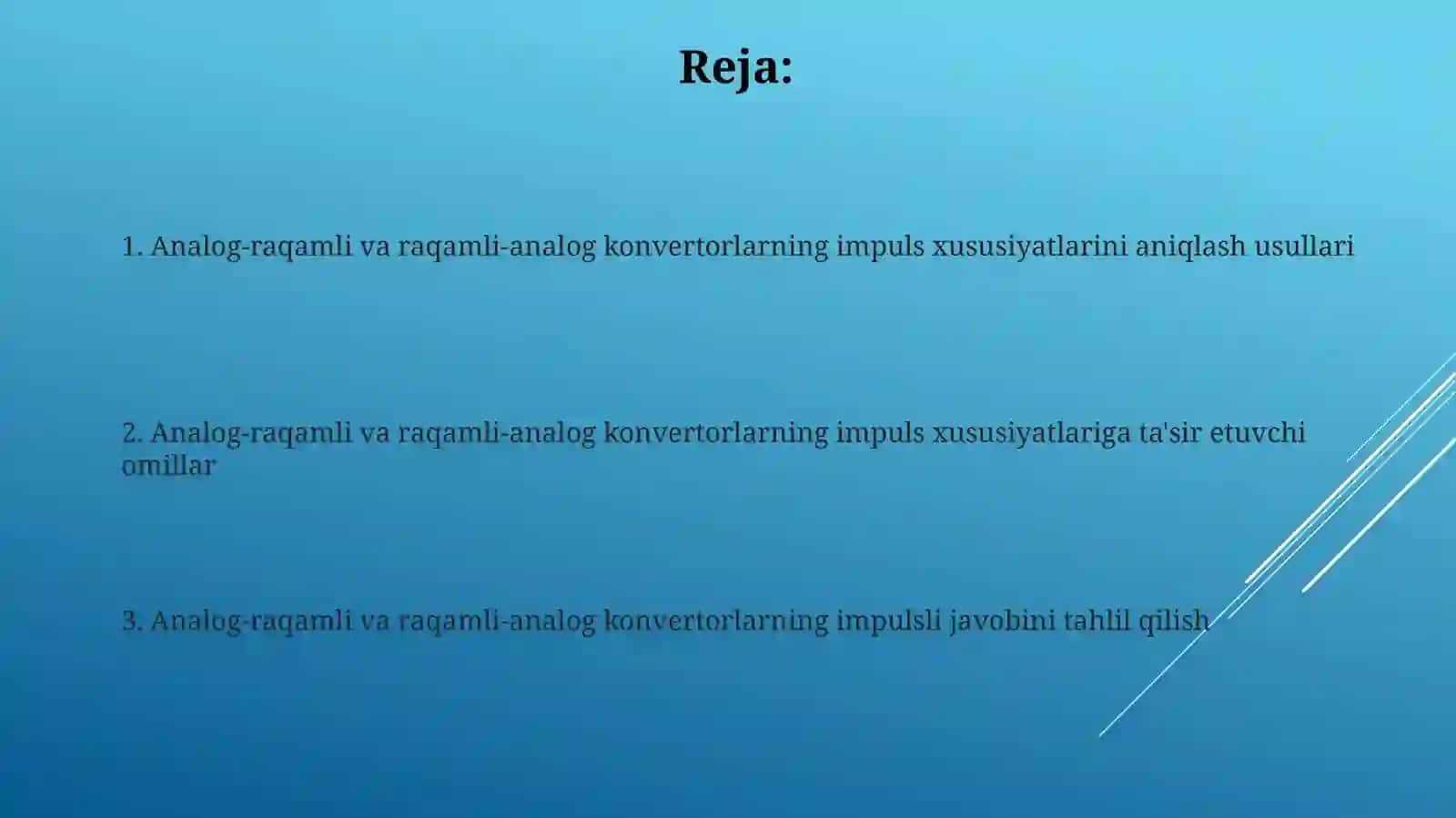 Analog-raqamli va raqamli-analog konvertorlarning impuls xususiyatlari 2