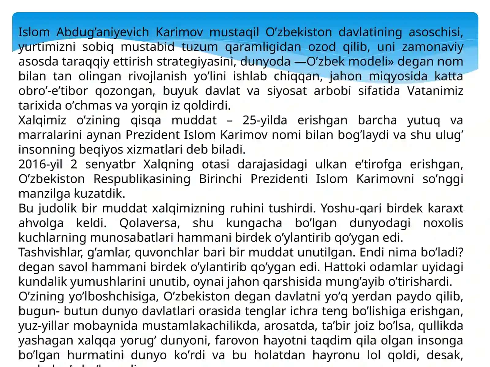 YANGI О’ZBEKISTONDA PREZIDENT SHAVKAT MIRZIYOYEV RAHBARLIGI VA TASHABBUSI OSTIDA AMALGA OSHIRILAYOTGAN ISLOHOTLAR 2