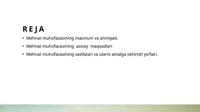 Mehnat muhofazasining maqsadi va vazifalari 2