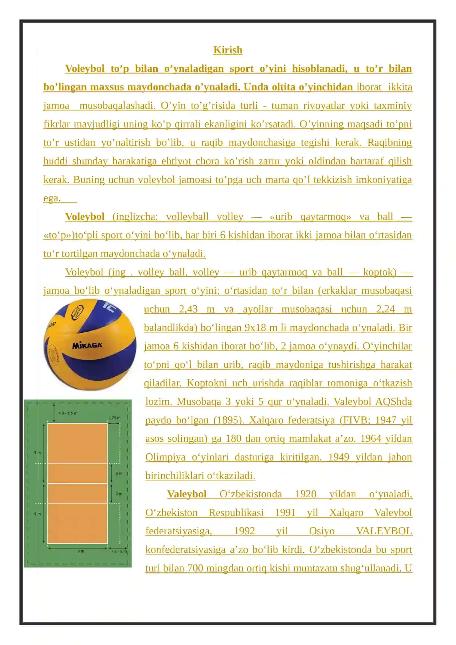 Xalqaro voleybol ittifoqi FIVB ni tashkil topishi va faoliyati 2