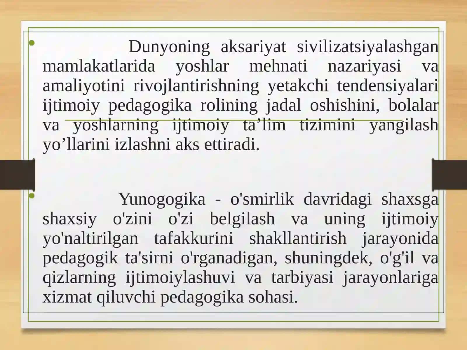 Yunogogika-pedagogikaning mustaqil sohasi sifatida 2