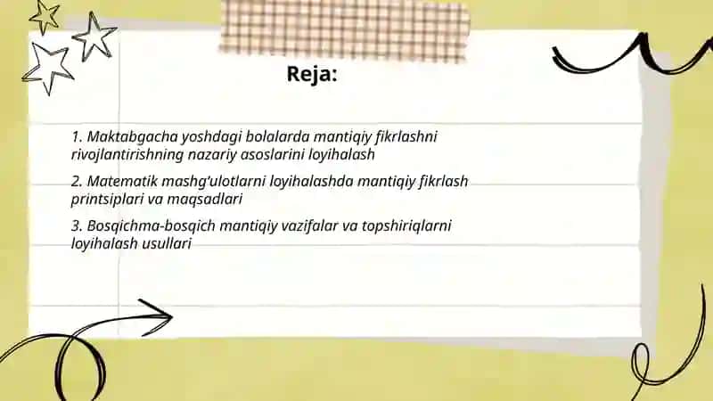 Maktabgacha yoshdagi bolalarni matematik rivojlantirish jarayonida mantiqiy fikrlashni loyihalash 2