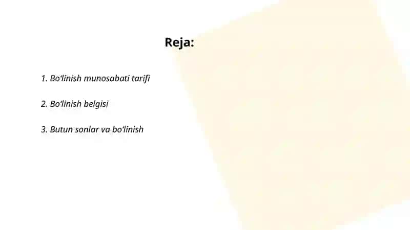 Nomanfiy butun sonlar toʻplamida boʻlinish munasabati tarifi va xossalari 2