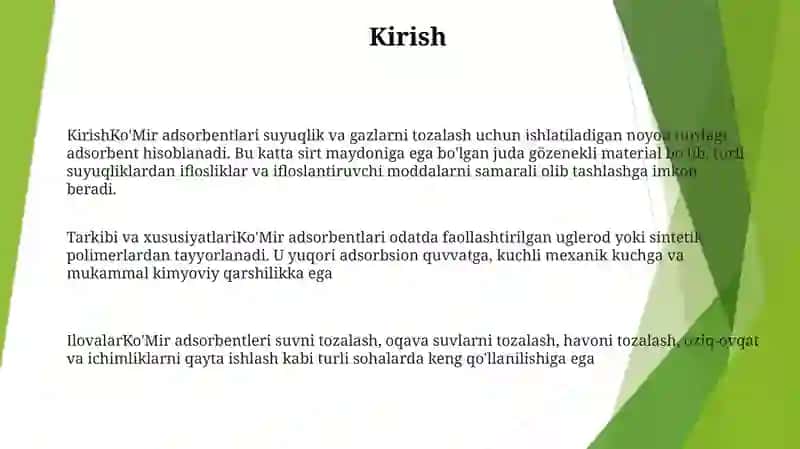 Ko'Mir Adsorbentlari 2