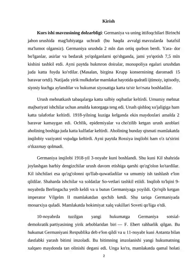 Germaniya Federativ Respublikasi Ikkinchi Jahon Urushidan Keyingi Yillarda Kurs Ishi 2