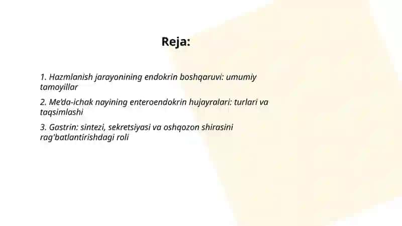Hazmlanish jarayonining endokrin boshqariluvi 2