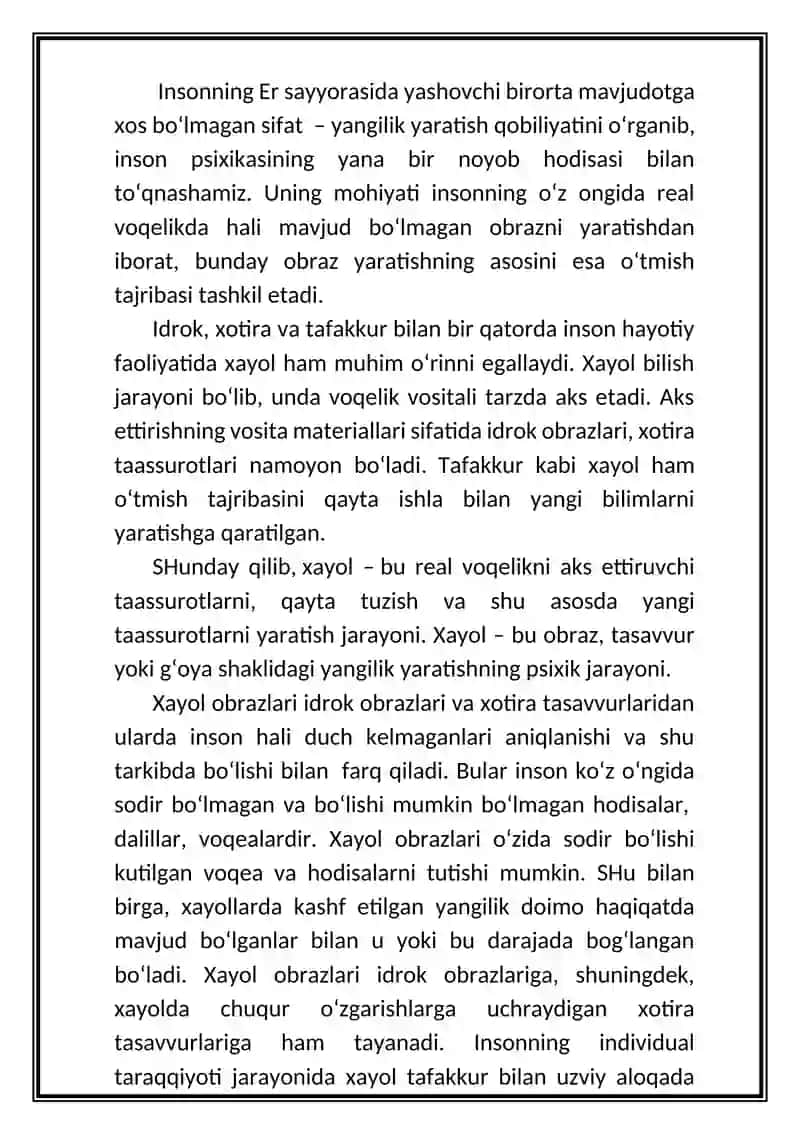 Xayol va uning fiziologik asosi 2