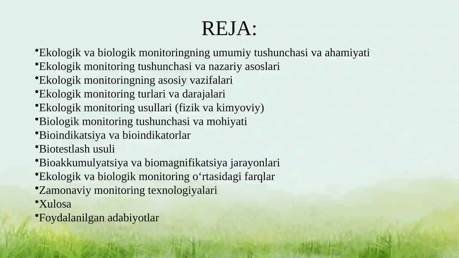 Ekologik va biologik monitoring haqida tushuncha 2