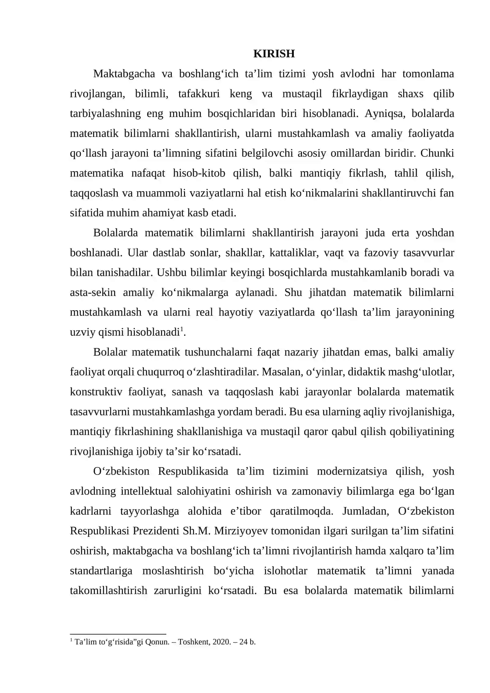 Bolalarda matematik bilimlarni muhtahkamlash va ularni amalda qo’llash 2