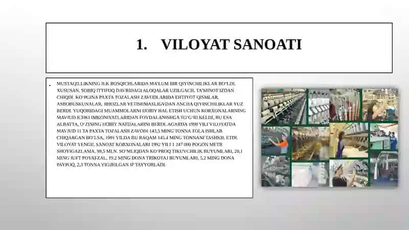 Sovet davridan keyingi yillarida Surxondaryo viloyati sanoati 2