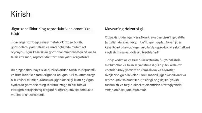 Jigar kasalliklari bo'lgan ayollarning reproduktiv salomatligi va oilani rejalashtirish 2
